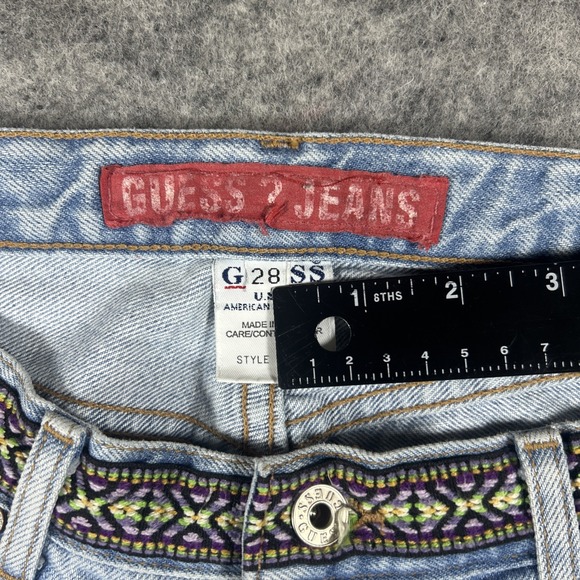Vintage Guess Women's Sz 28 Embroidered Light Wash Made USA Jean Style#10046 Y2K - Picture 12 of 15